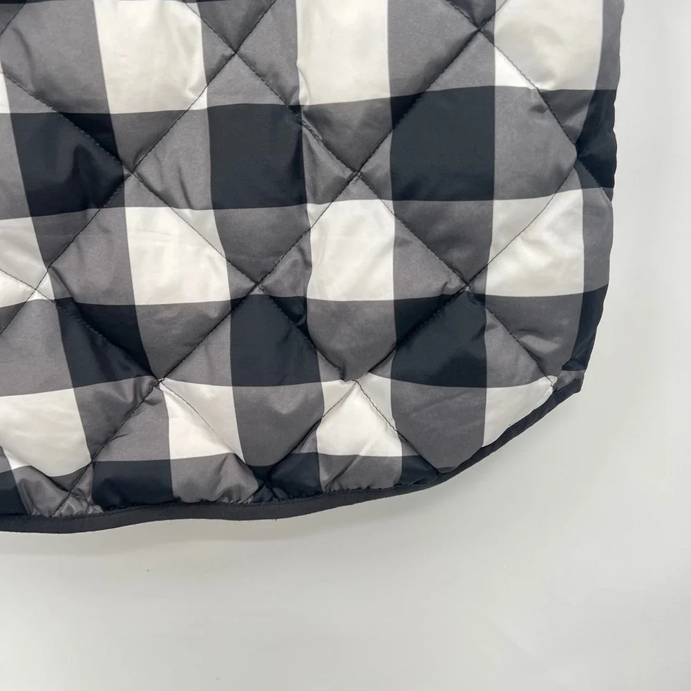Woolrich Small Puffer Vest‎ Womens Black White Buffalo Plaid Quilted Down Fill